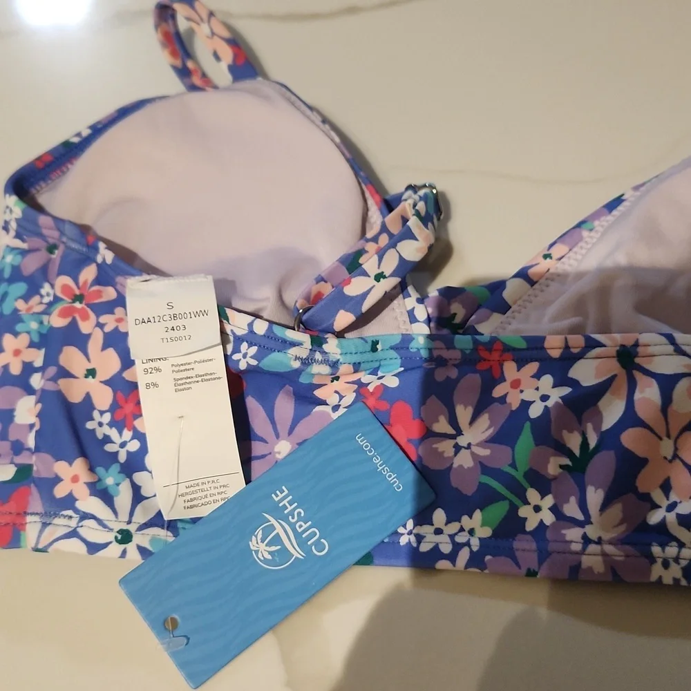 Bikini‎ Swimsuit High Waisted V Neck Twist Front purple sz S